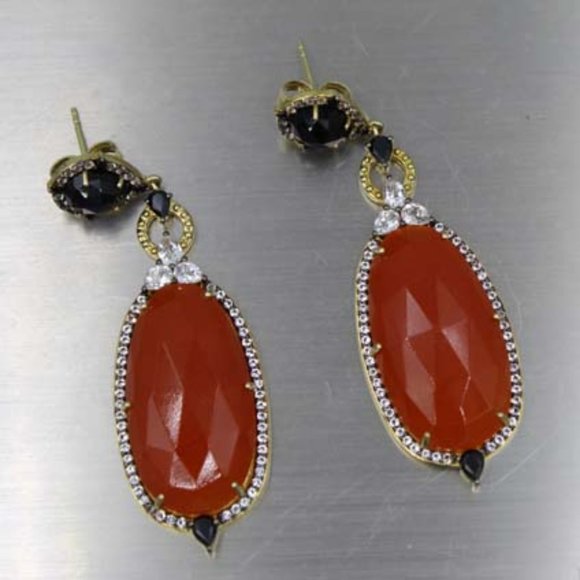 6.70 CT MULTISTONE DANGLE DROP EARRINGS - Picture 1 of 7